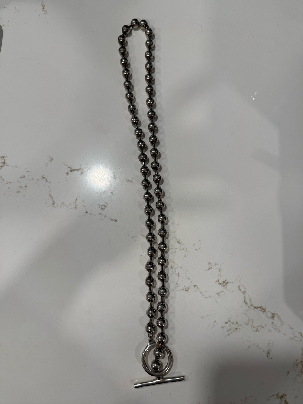 Uno de 50 silver Ball Chain Toggle Necklace